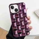 For iPhone 14 3D Cube Weave Texture Electroplating Phone Case(Purple) - 1