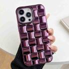 For iPhone 14 Pro 3D Cube Weave Texture Electroplating Phone Case(Purple) - 1