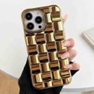 For iPhone 14 Pro 3D Cube Weave Texture Electroplating Phone Case(Gold) - 1