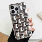 For iPhone 14 Pro 3D Cube Weave Texture Electroplating Phone Case(Silver) - 1