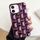 For iPhone 12 / 12 Pro 3D Cube Weave Texture Electroplating Phone Case(Purple) - 1