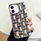 For iPhone 12 / 12 Pro 3D Cube Weave Texture Electroplating Phone Case(Silver) - 1