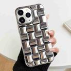 For iPhone 11 3D Cube Weave Texture Electroplating Phone Case(Silver) - 1