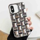 For iPhone XS / X 3D Cube Weave Texture Electroplating Phone Case(Silver) - 1