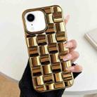 For iPhone XR 3D Cube Weave Texture Electroplating Phone Case(Gold) - 1