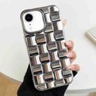 For iPhone XR 3D Cube Weave Texture Electroplating Phone Case(Silver) - 1