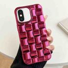 For iPhone XS Max 3D Cube Weave Texture Electroplating Phone Case(Rose Red) - 1