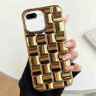 For iPhone 8 Plus / 7 Plus 3D Cube Weave Texture Electroplating Phone Case(Gold) - 1