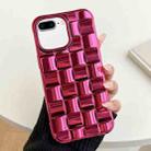 For iPhone 8 Plus / 7 Plus 3D Cube Weave Texture Electroplating Phone Case(Rose Red) - 1