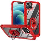 For iPhone 15 TPU + PC Lens Protection Phone Case with Ring Holder(Red) - 1