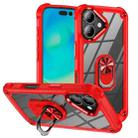 For iPhone 16 Plus TPU + PC Lens Protection Phone Case with Ring Holder(Red) - 1