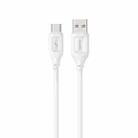 USAMS US-SJ619 3A USB to USB-C/Type-C Silicone Data Cable, Length: 1m(White) - 1