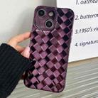 For iPhone 14 Plus Retro Weave Texture Electroplating Phone Case(Purple) - 1