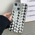 For iPhone 14 Plus Retro Weave Texture Electroplating Phone Case(Silver) - 1