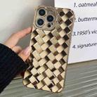 For iPhone 14 Pro Max Retro Weave Texture Electroplating Phone Case(Gold) - 1