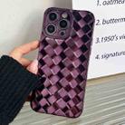 For iPhone 14 Pro Max Retro Weave Texture Electroplating Phone Case(Purple) - 1