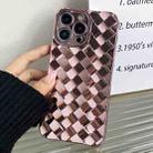 For iPhone 13 Pro Max Retro Weave Texture Electroplating Phone Case(Rose Gold) - 1
