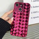 For iPhone 13 Retro Weave Texture Electroplating Phone Case(Rose Red) - 1