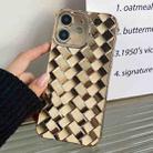 For iPhone 12 Retro Weave Texture Electroplating Phone Case(Gold) - 1