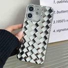 For iPhone 12 Retro Weave Texture Electroplating Phone Case(Silver) - 1