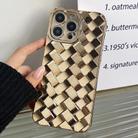 For iPhone 15 Pro Retro Weave Texture Electroplating Phone Case(Gold) - 1