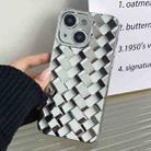 For iPhone 15 Retro Weave Texture Electroplating Phone Case(Silver) - 1