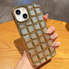 For iPhone 14 Plus 3D Grid Glitter Paper Phone Case(Gold) - 1