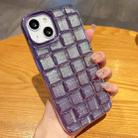 For iPhone 14 Plus 3D Grid Glitter Paper Phone Case(Purple) - 1