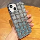 For iPhone 14 3D Grid Glitter Paper Phone Case(Silver) - 1