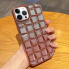 For iPhone 14 Pro Max 3D Grid Glitter Paper Phone Case(Rose Gold) - 1