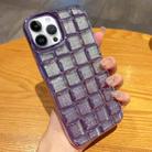 For iPhone 13 Pro Max 3D Grid Glitter Paper Phone Case(Purple) - 1