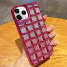 For iPhone 11 Pro 3D Grid Glitter Paper Phone Case(Rose Red) - 1