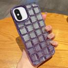 For iPhone XS / X 3D Grid Glitter Paper Phone Case(Purple) - 1