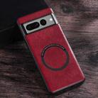 For Google Pixel 8 Magsafe Magnetic Ring Leather Texture Phone Case(Red) - 1