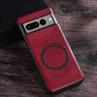 For Google Pixel 8 Pro Magsafe Magnetic Ring Leather Texture Phone Case(Red) - 1