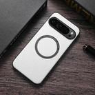 For Google Pixel 9 Pro Magsafe Magnetic Ring Leather Texture Phone Case(White) - 1