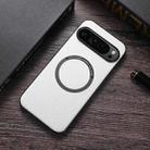 For Google Pixel 9 Magsafe Magnetic Ring Leather Texture Phone Case(White) - 1