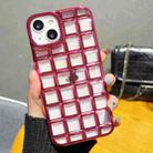 For iPhone 14 Plus 3D Grid Phone Case(Rose Red) - 1