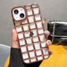 For iPhone 14 Plus 3D Grid Phone Case(Rose Gold) - 1