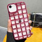 For iPhone SE 2022 / SE 2020 / 8 / 7 3D Grid Phone Case(Rose Red) - 1