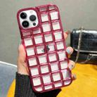 For iPhone 13 Pro 3D Grid Phone Case(Rose Red) - 1