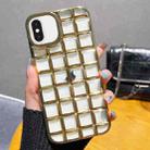 For iPhone XS / X 3D Grid Phone Case(Gold) - 1