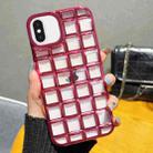 For iPhone XS / X 3D Grid Phone Case(Rose Red) - 1