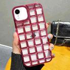 For iPhone XR 3D Grid Phone Case(Rose Red) - 1
