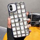 For iPhone XS Max 3D Grid Phone Case(Silver) - 1