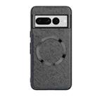 For Google Pixel 8 CD Magnetic Ring Magsafe Cross Texture Phone Case(Black) - 1