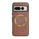 For Google Pixel 8 CD Magnetic Ring Magsafe Cross Texture Phone Case(Brown) - 1