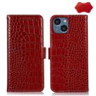 For iPhone 15 Plus Crocodile Top Layer Cowhide Leather Phone Case(Red) - 1