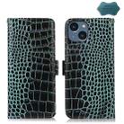 For iPhone 15 Plus Crocodile Top Layer Cowhide Leather Phone Case(Green) - 1