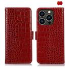 For iPhone 16 Pro Max Crocodile Top Layer Cowhide Leather Phone Case(Red) - 1